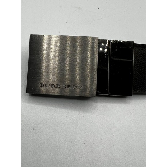 Burberry Reversible Plaque Buckle London Check Belt 32/30 Black Italy - Picture 1 of 7